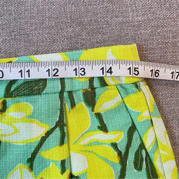 J Crew Basketweave Cotton Lined Bright Lemon Yellow Floral Mini Pockets Skirt - Picture 10 of 11
